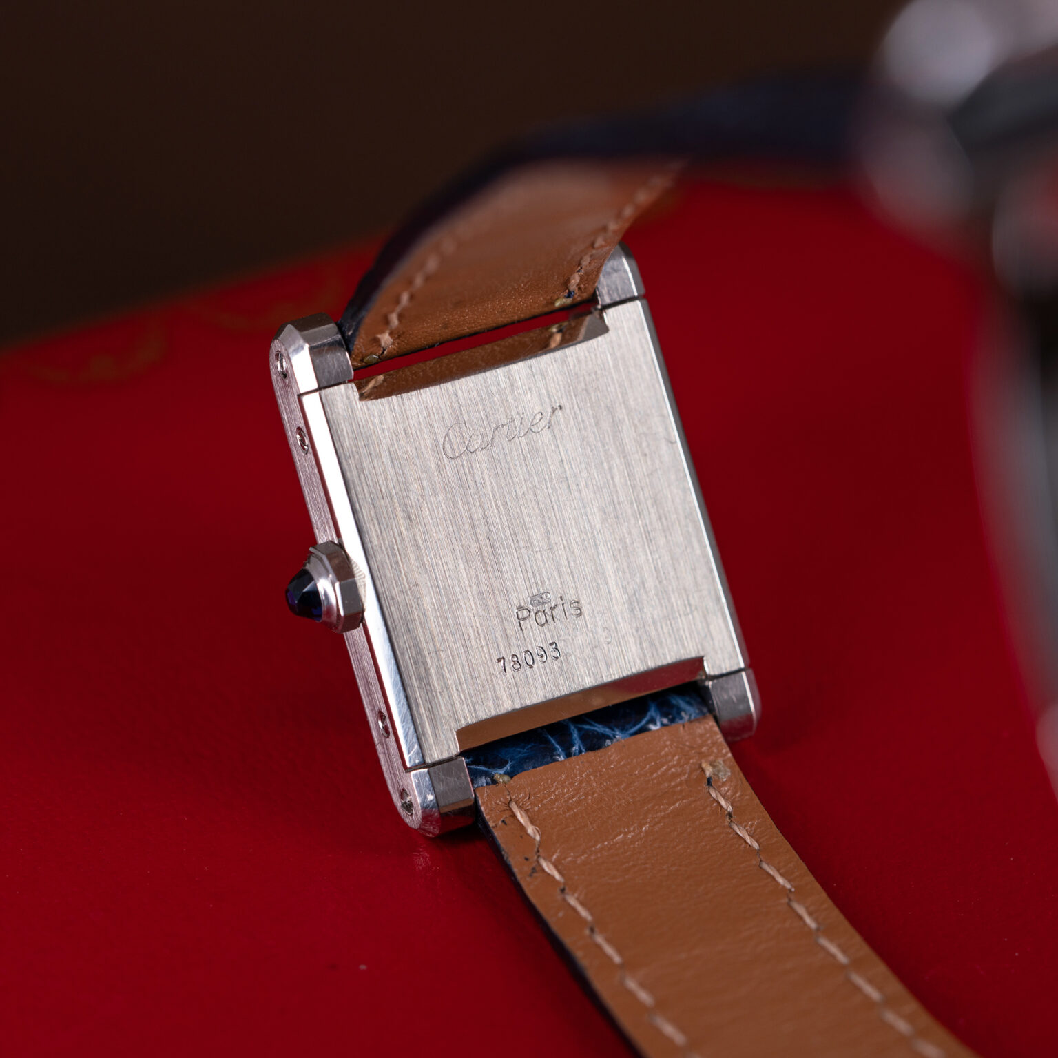 18k Cartier Tank Normale 78093 in white gold.