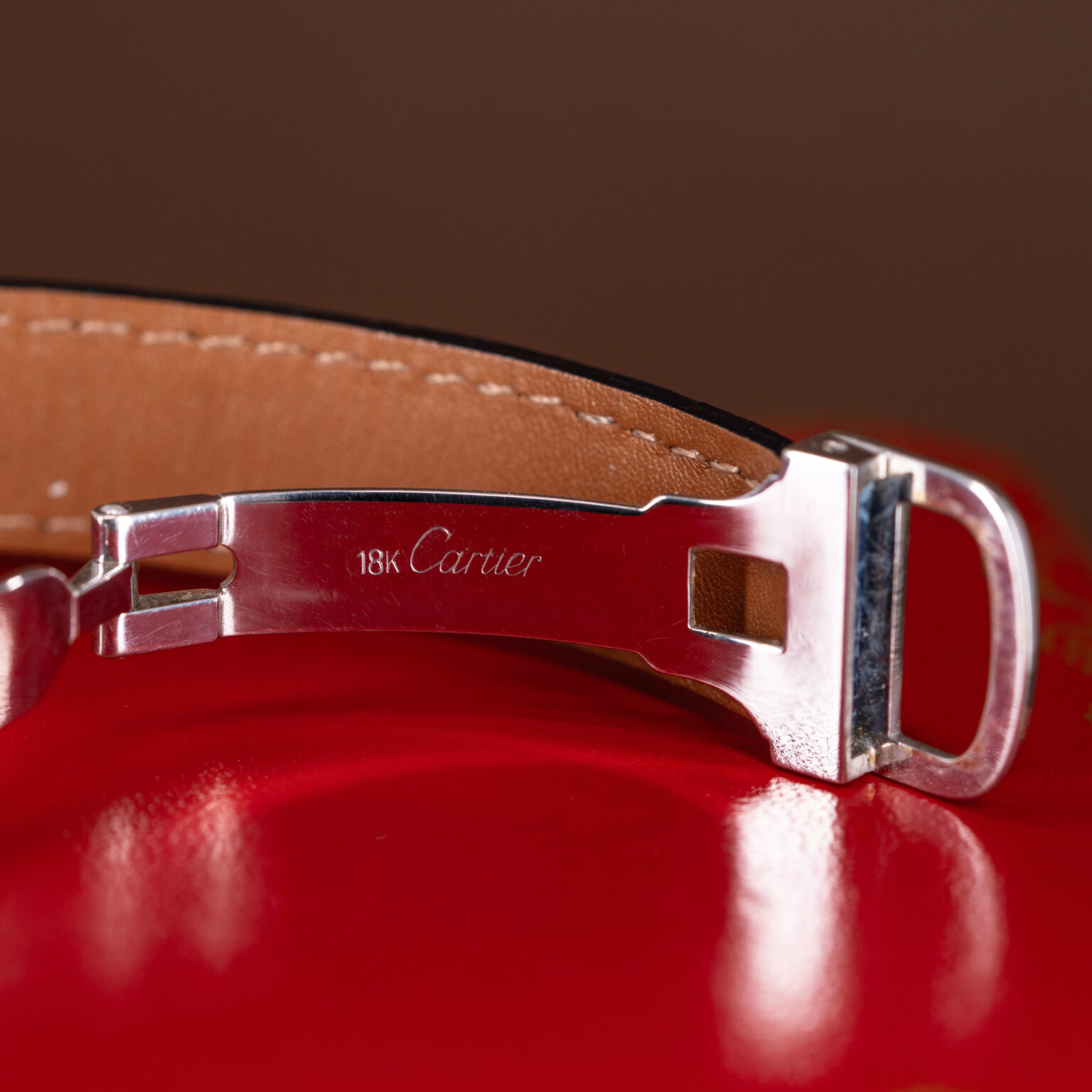 18k Cartier Tank Normale 78093 in white gold.