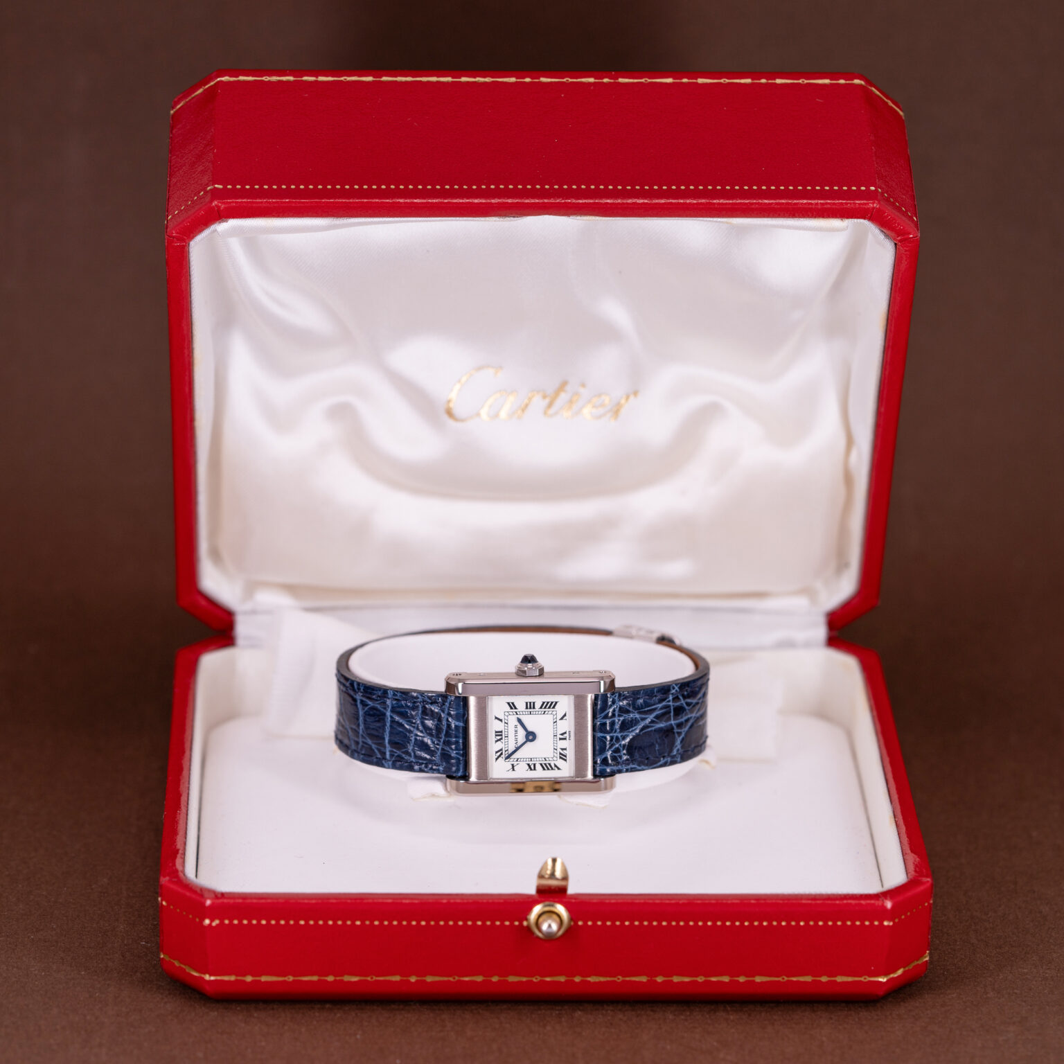 18k Cartier Tank Normale 78093 in white gold.