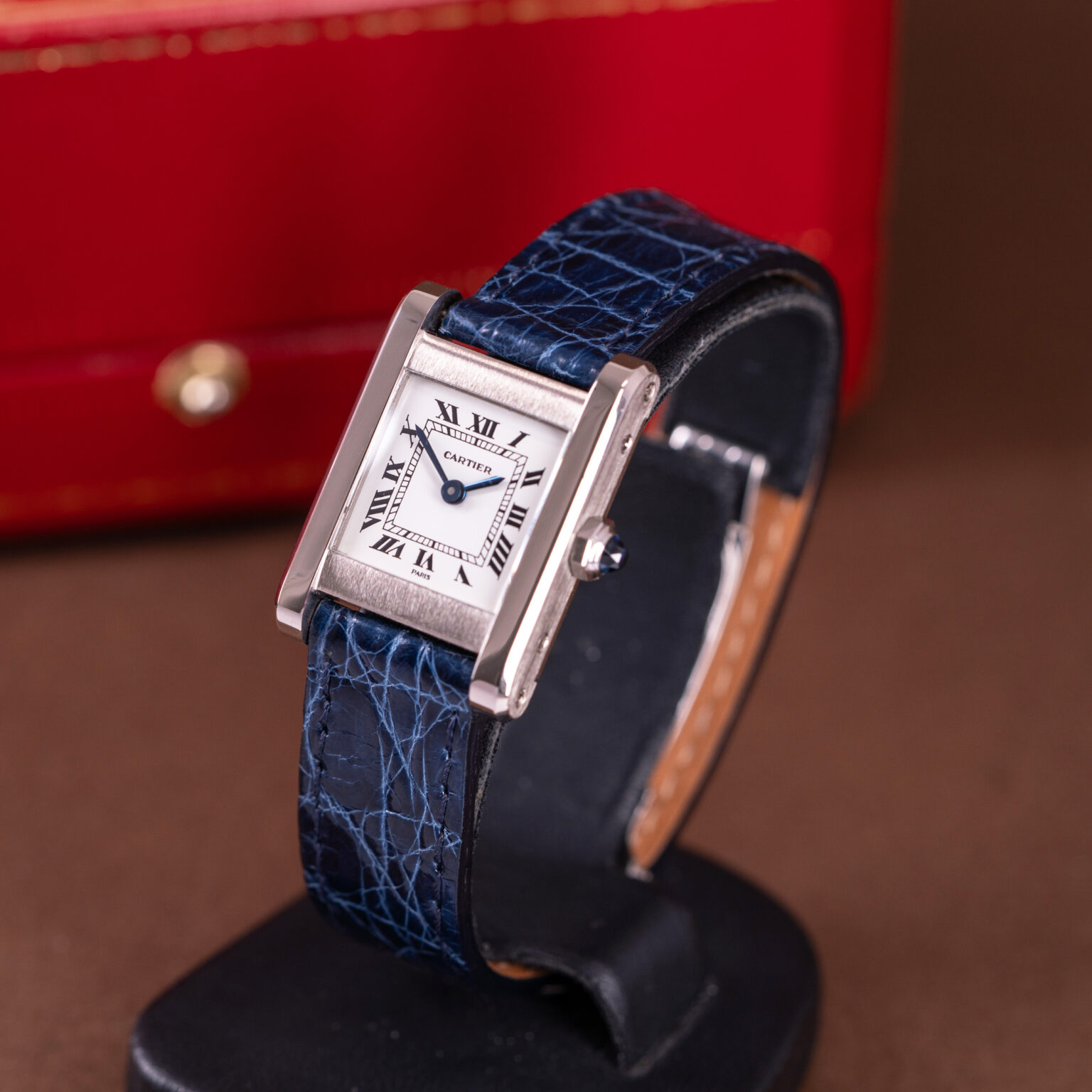 18k Cartier Tank Normale 78093 in white gold.