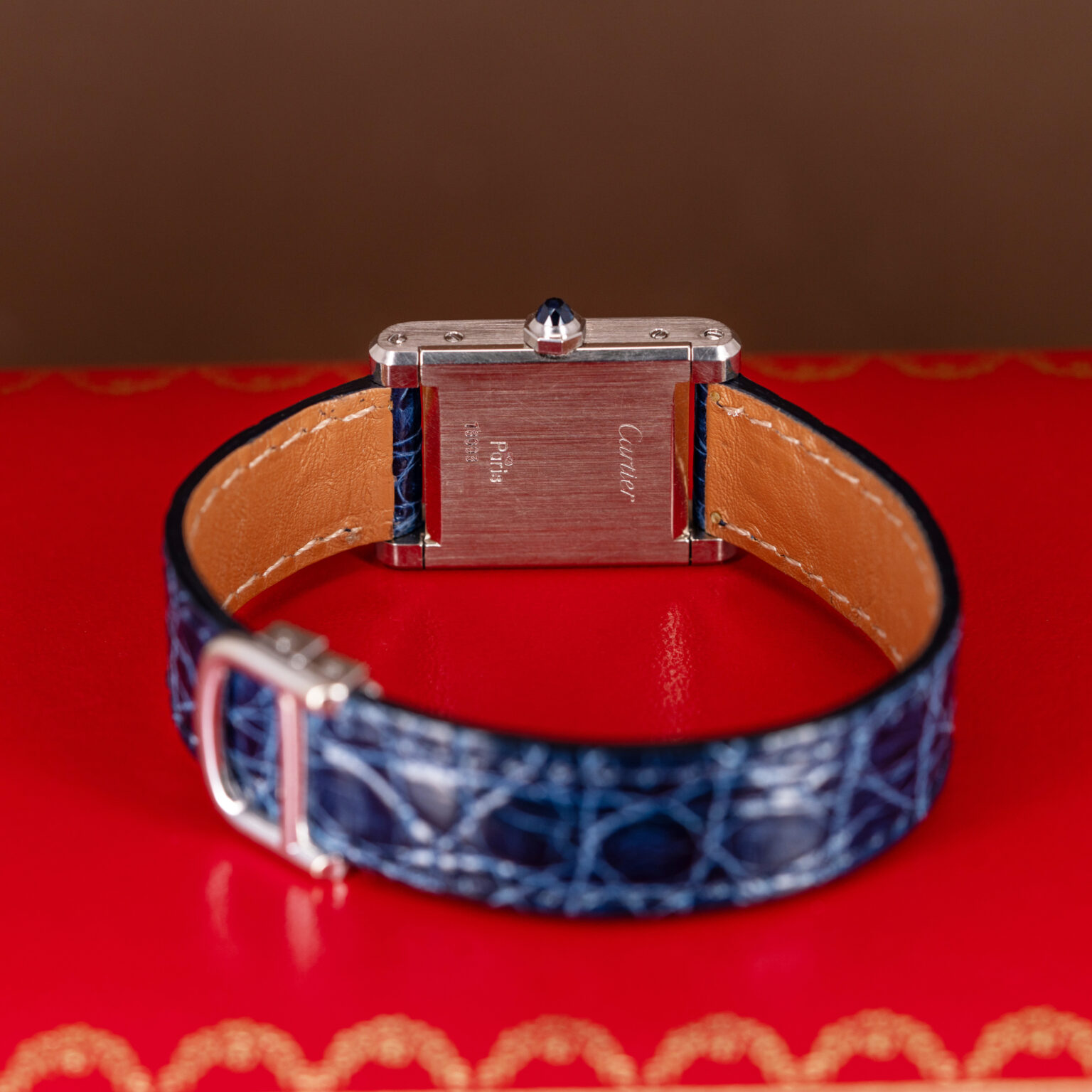 18k Cartier Tank Normale 78093 in white gold.