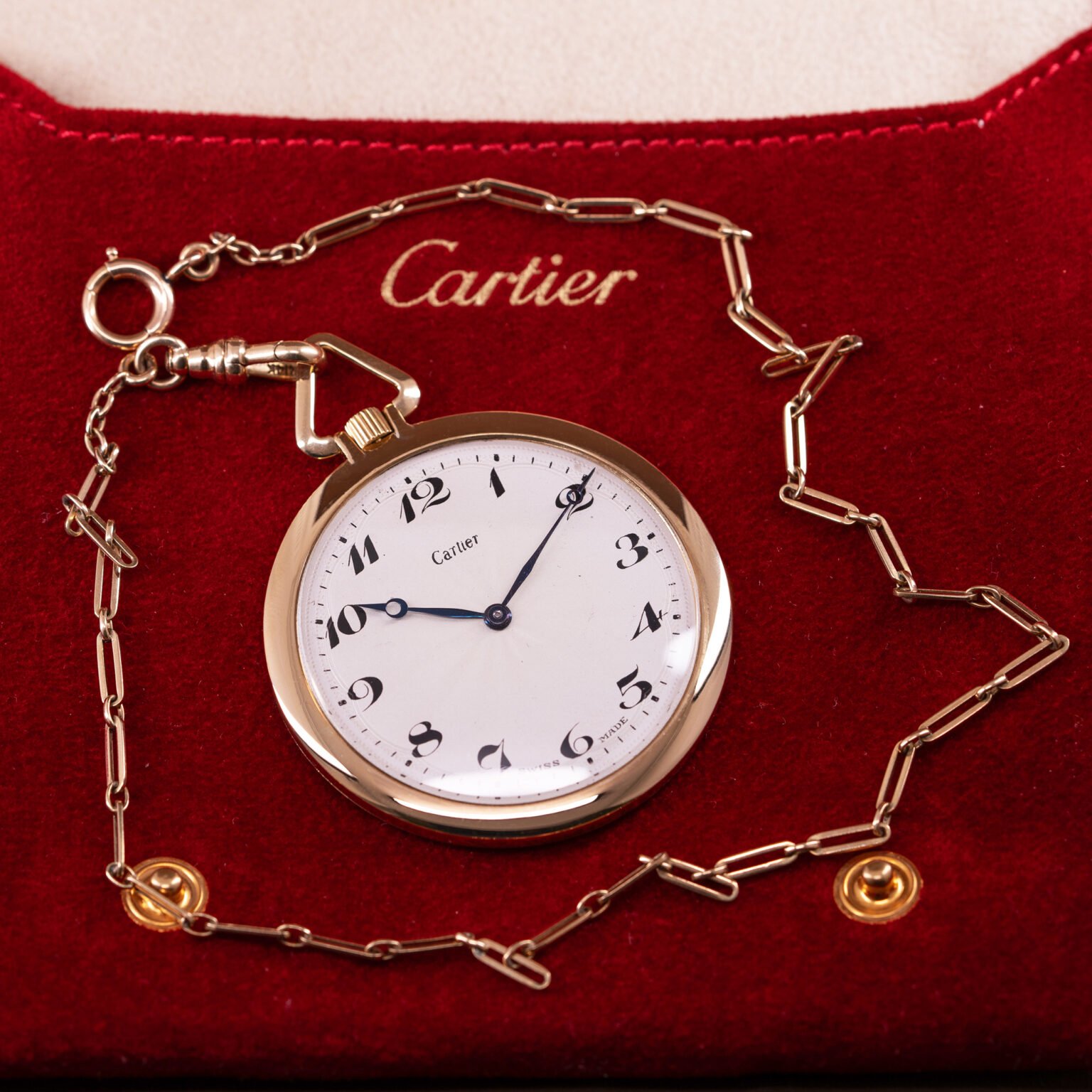 18k Cartier ultrathin pocket watch from 1920's.