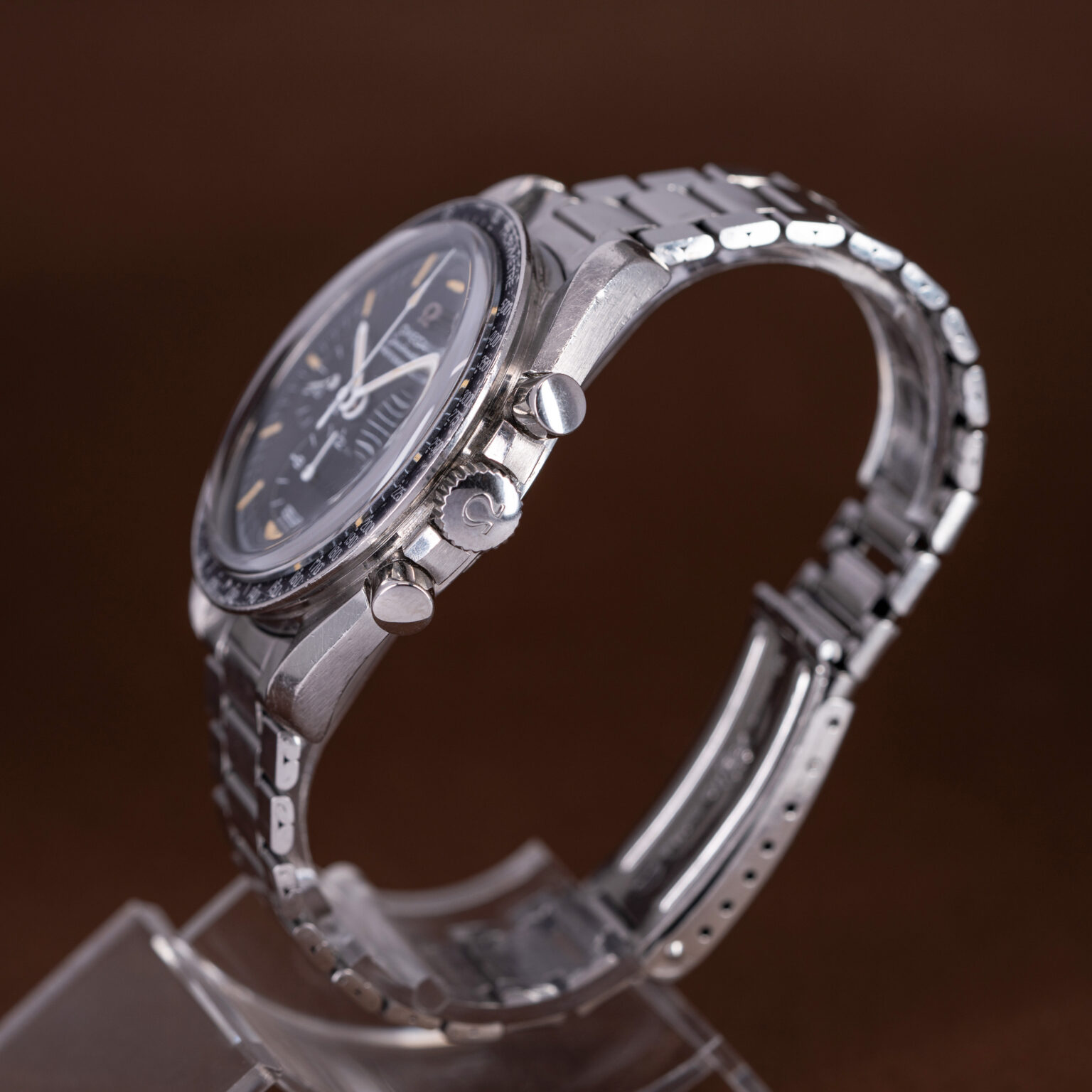 Omega Speedmaster 145.012-67 from 1968 with unpolished stainless steel case and original steel bracelet. 