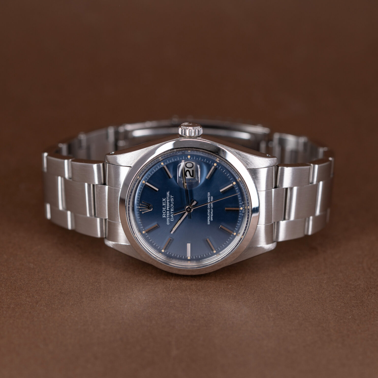 Rolex  Datejust, ref.1600 with rare glossy blue dial.