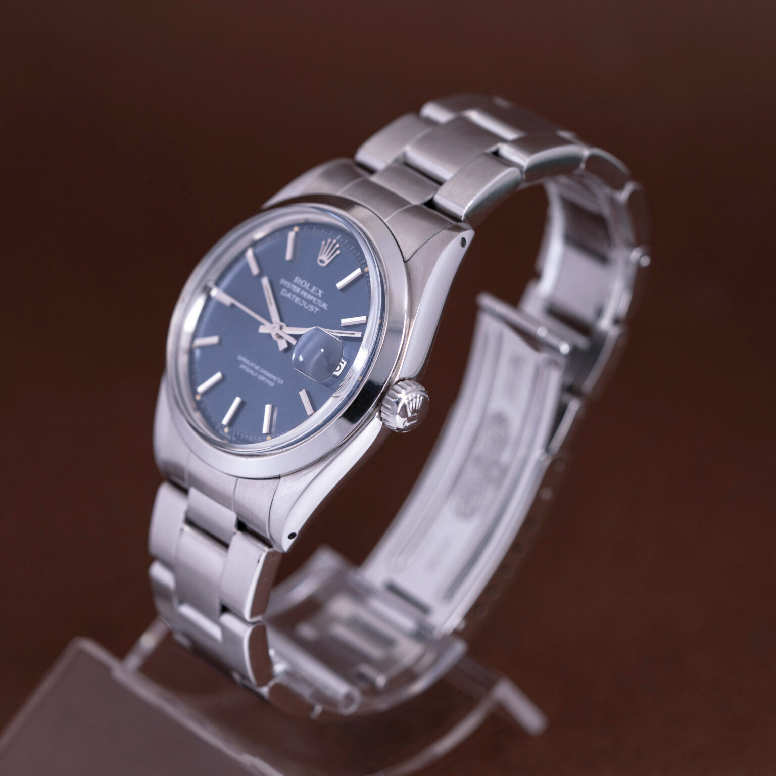 Rolex  Datejust, ref.1600 with rare glossy blue dial.