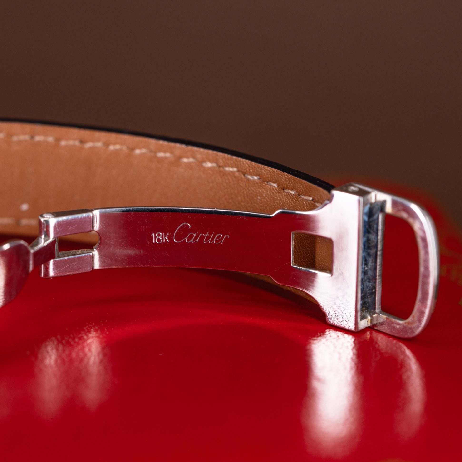 18k Cartier Tank Normale 78093 in white gold.