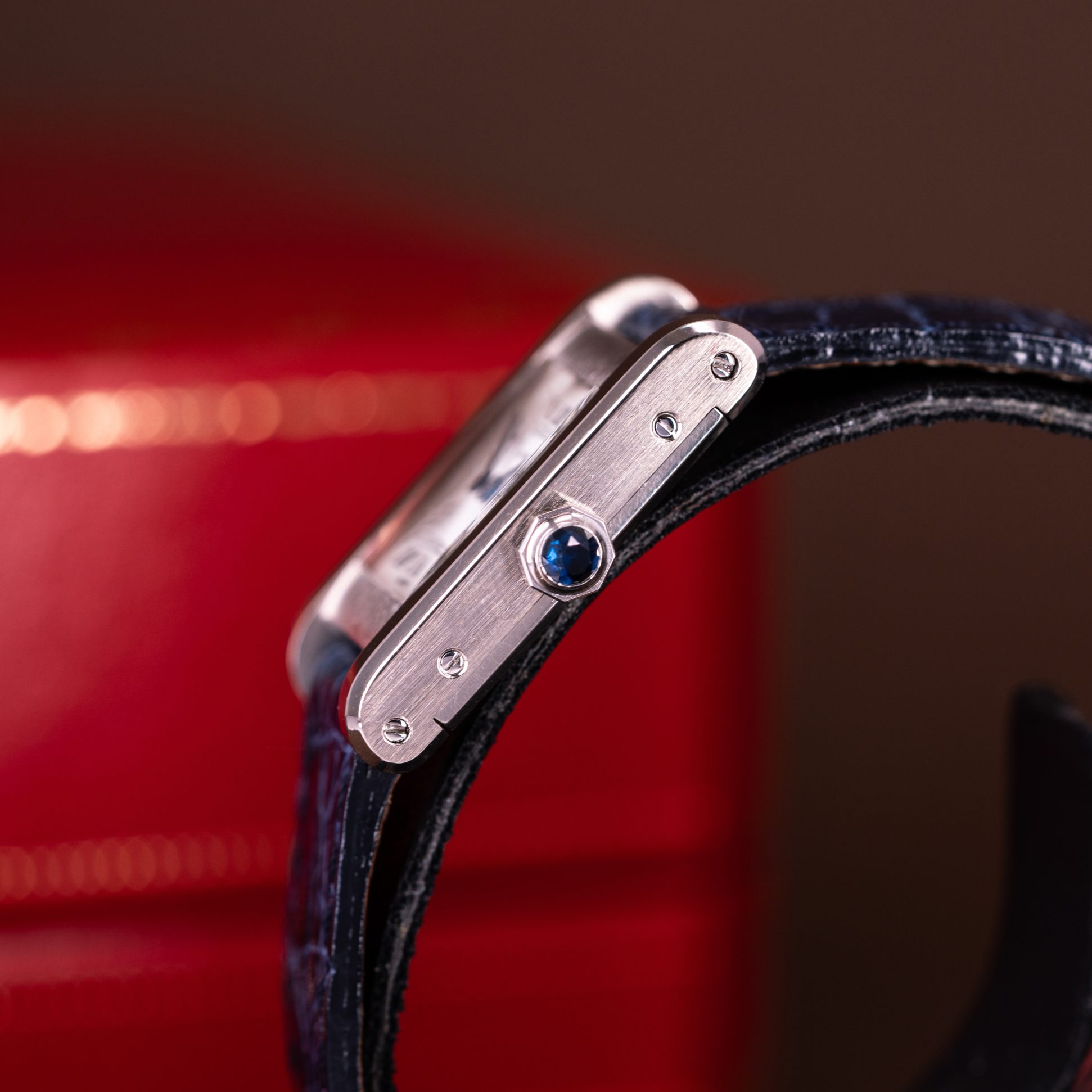 18k Cartier Tank Normale 78093 in white gold.