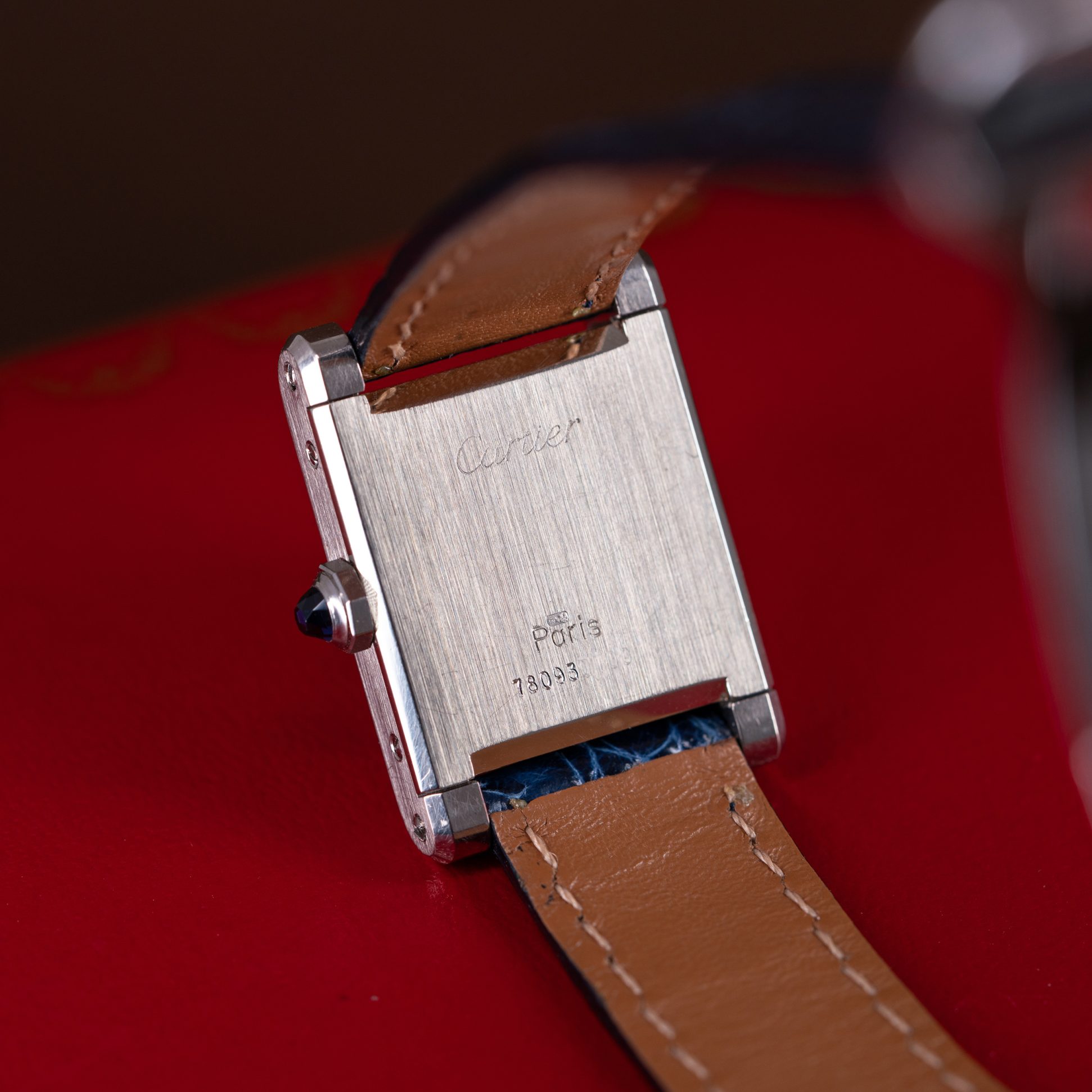 18k Cartier Tank Normale 78093 in white gold.
