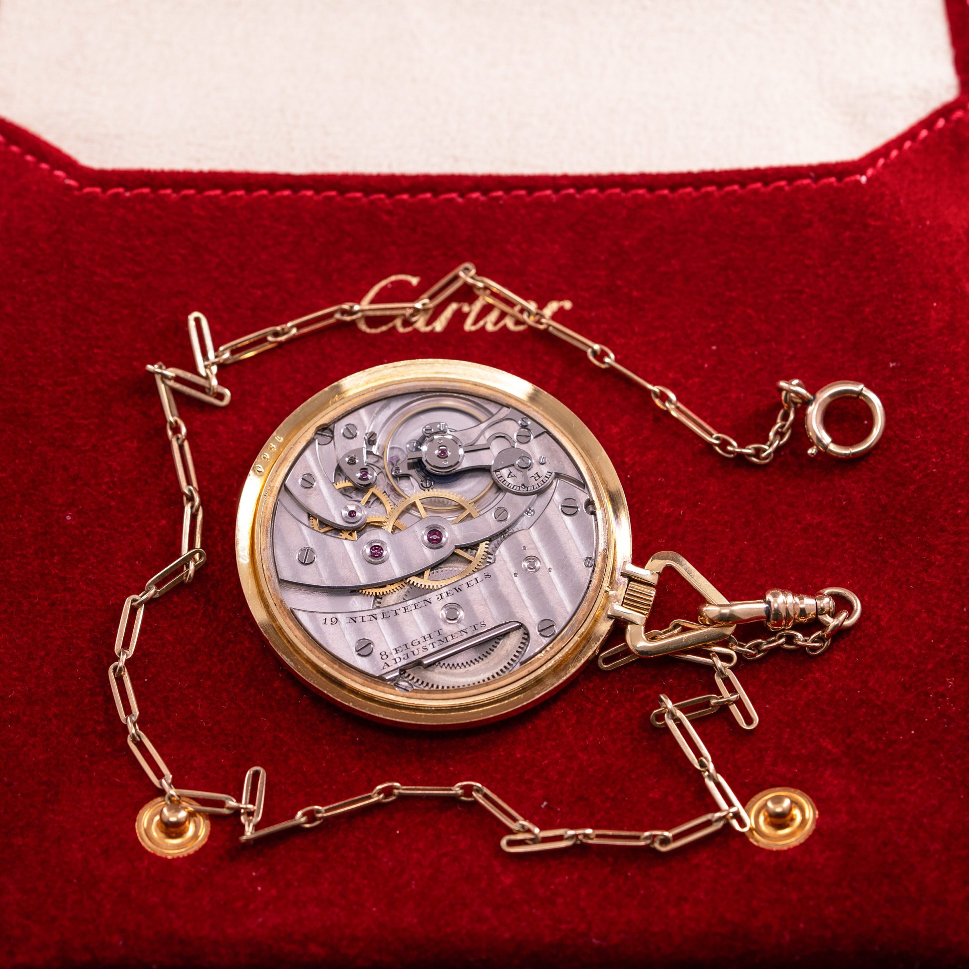 18k Cartier ultrathin pocket watch from 1920's. Movement by Edmond Jaeger and Lecoultre & Cie.