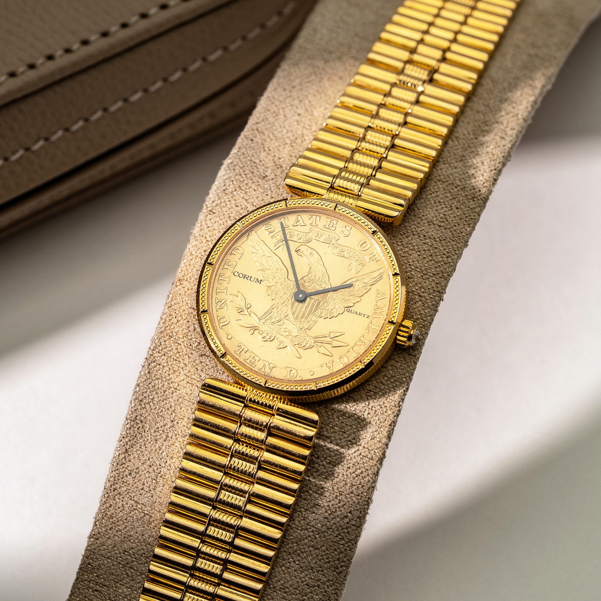 18k Corum Eagle Liberty-head coin watch.