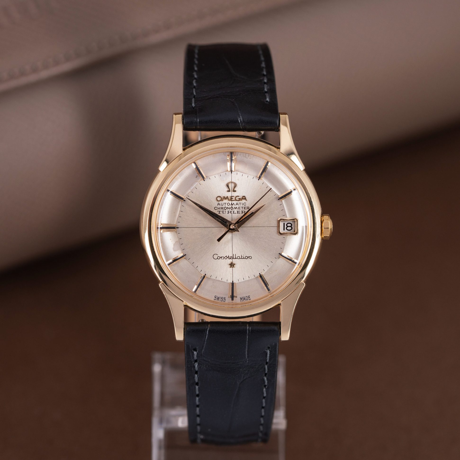 A Rare 18k Omega Constellation "Pie-Pan" Türler wristwatch from 1961.