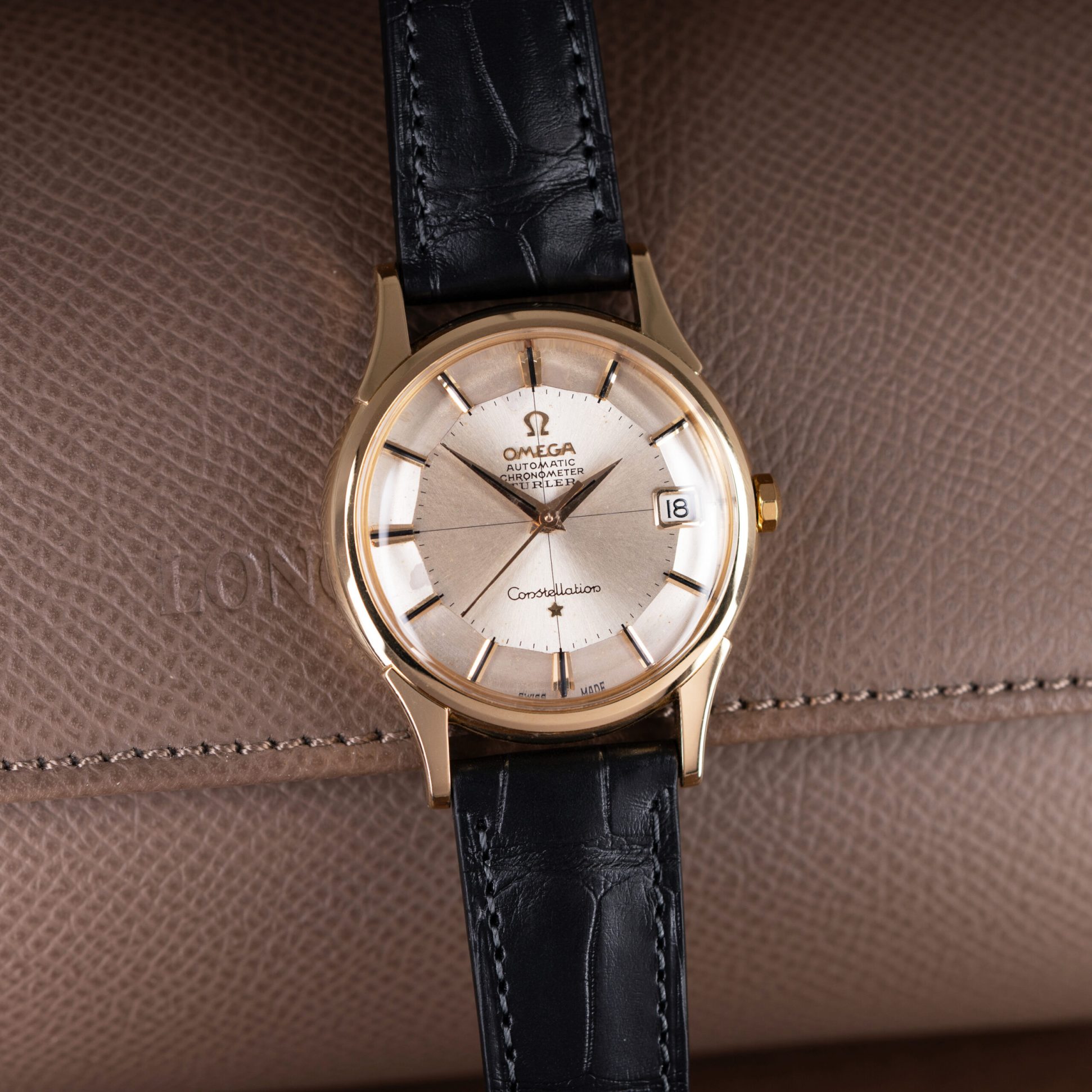 A Rare 18k Omega Constellation "Pie-Pan" Türler wristwatch from 1961.