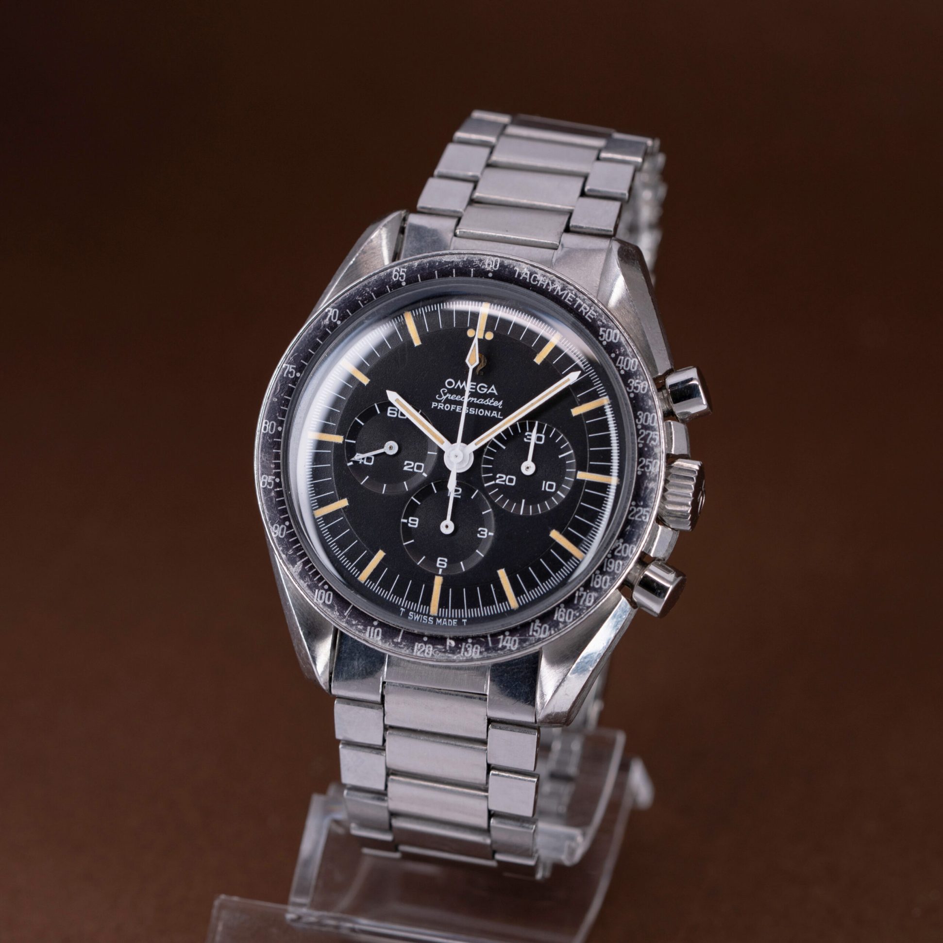 Omega Speedmaster 145.012-67 from 1968 with unpolished stainless steel case and original steel bracelet. 