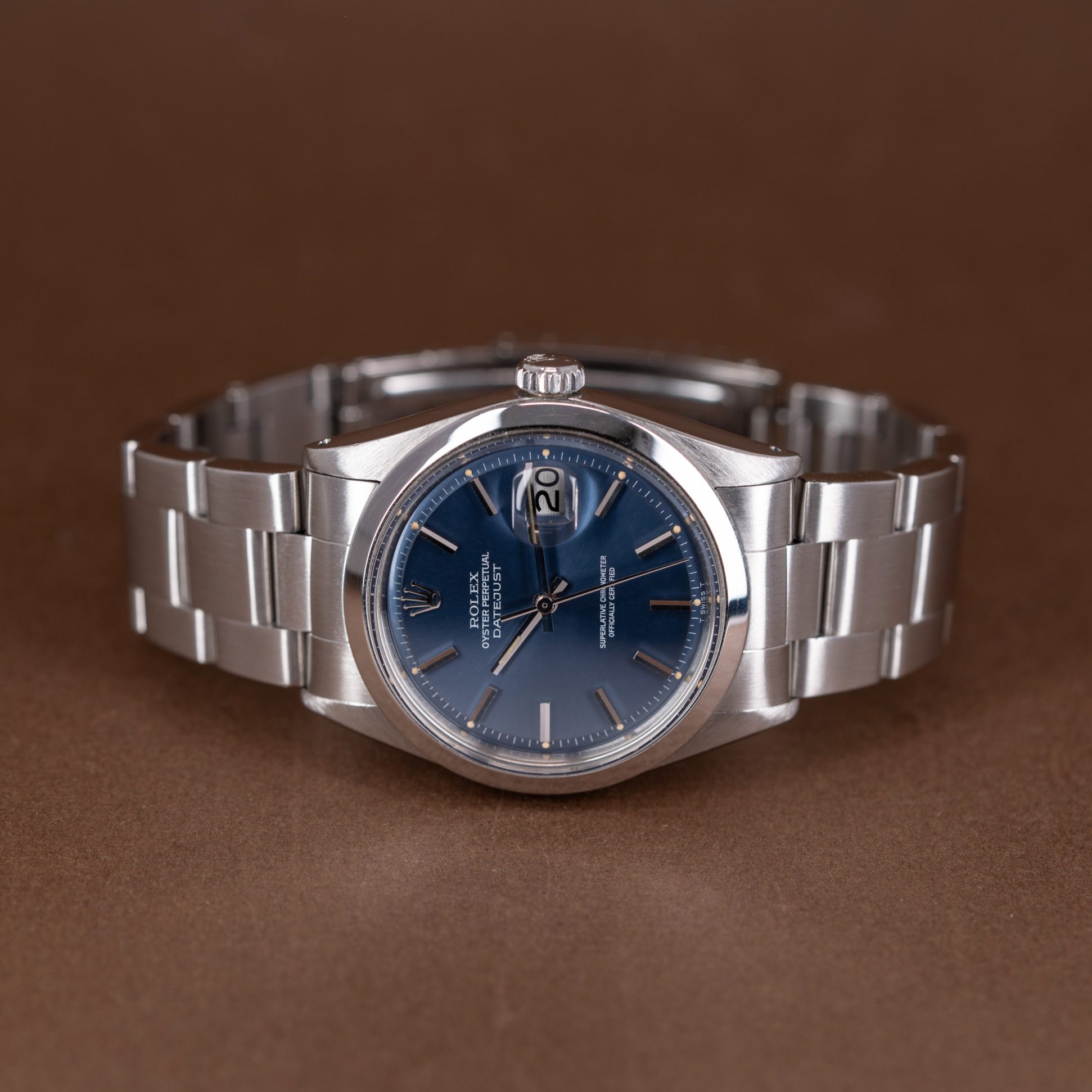 Rolex  Datejust, ref.1600 with rare glossy blue dial.